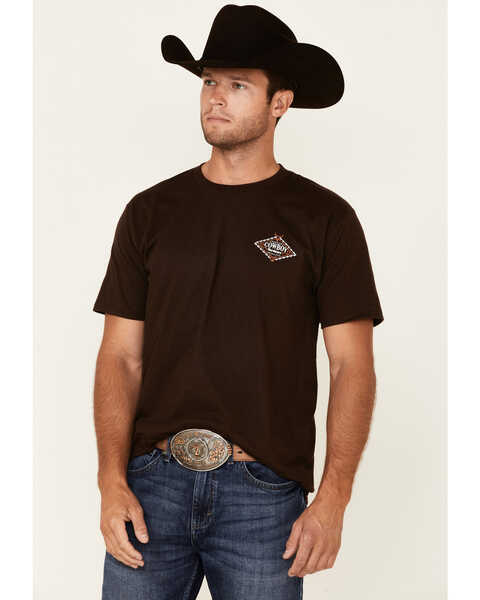 Cowboy Hardware Men's Brown Quality Barb Wire Graphic Short Sleeve T-Shirt , Brown, hi-res
