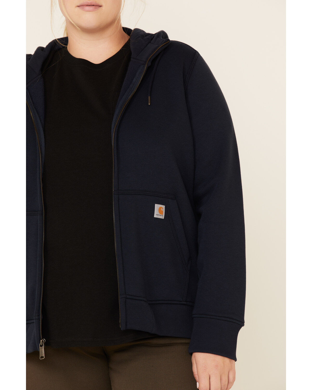 Image #3 - Carhartt Women's Navy Clarksburg Full-Zip Hoodie - Plus, , hi-res