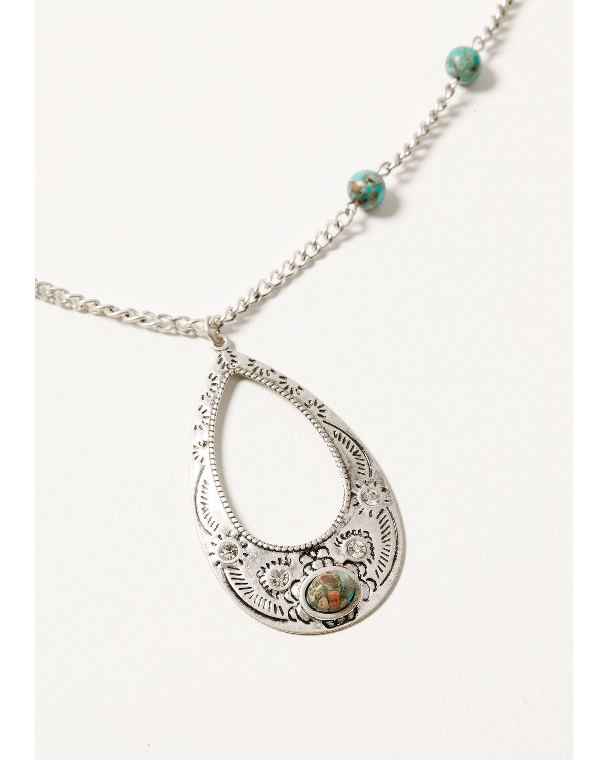 Image #2 - Shyanne Women's Mystic Summer Layered Teardrop & Feather Necklace, Silver, hi-res