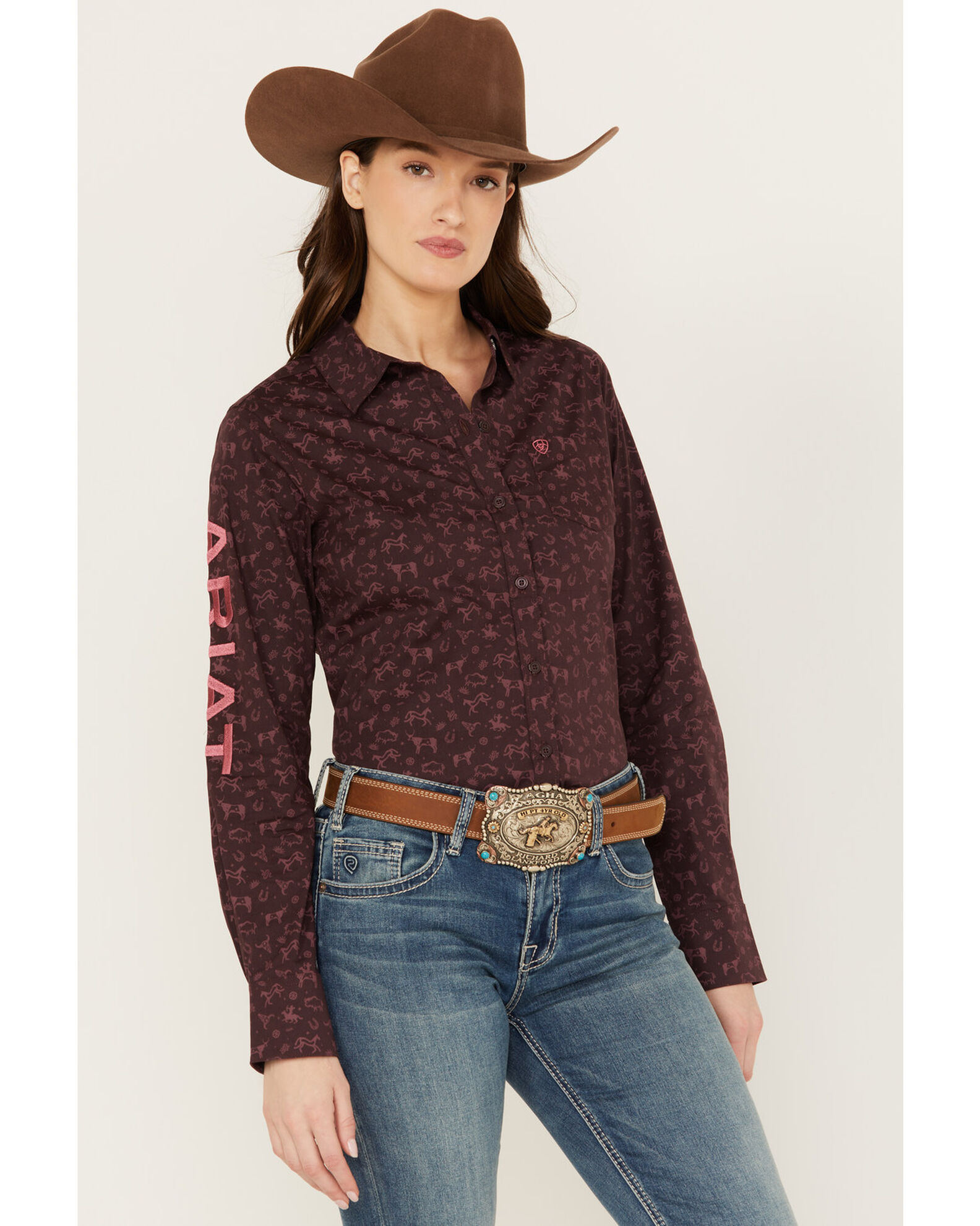 Ariat Women s Ancestry Print Team Kirby Long Sleeve Button Down