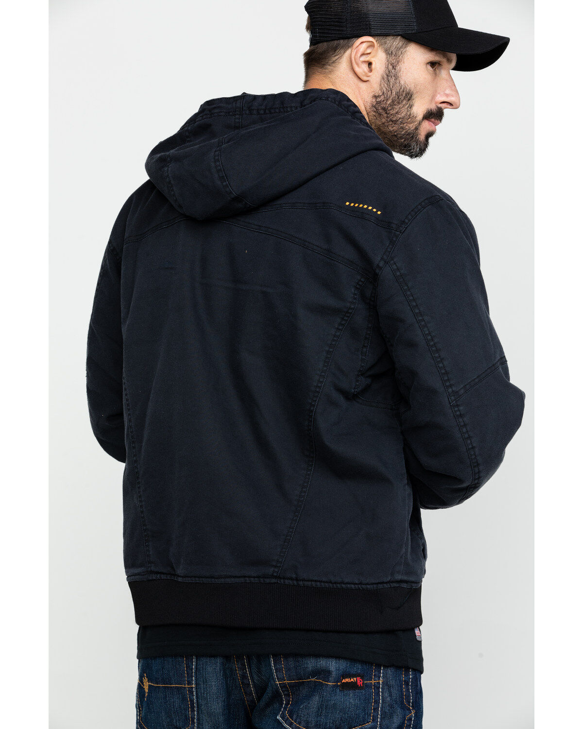 Image #2 - Ariat Men's Black Rebar Washed Dura Canvas Insulated Work Coat, , hi-res
