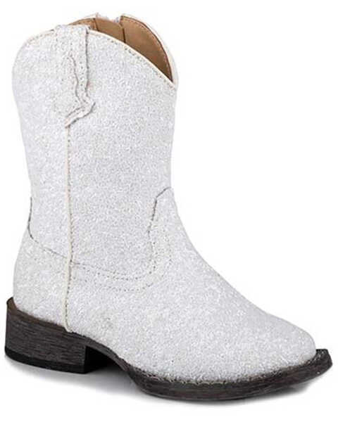 Roper Toddler Girls' Glitter Galore Western Boots - Square Toe, White, hi-res