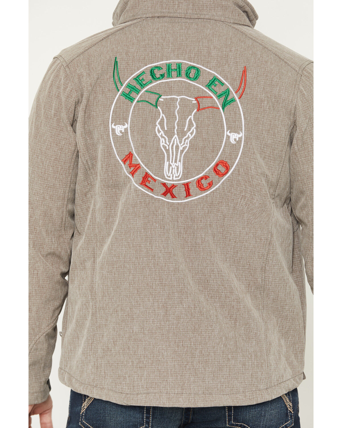 Image #4 - Cowboy Hardware Men's Hecho en Mexico Longhorn Softshell Jacket, Khaki, hi-res