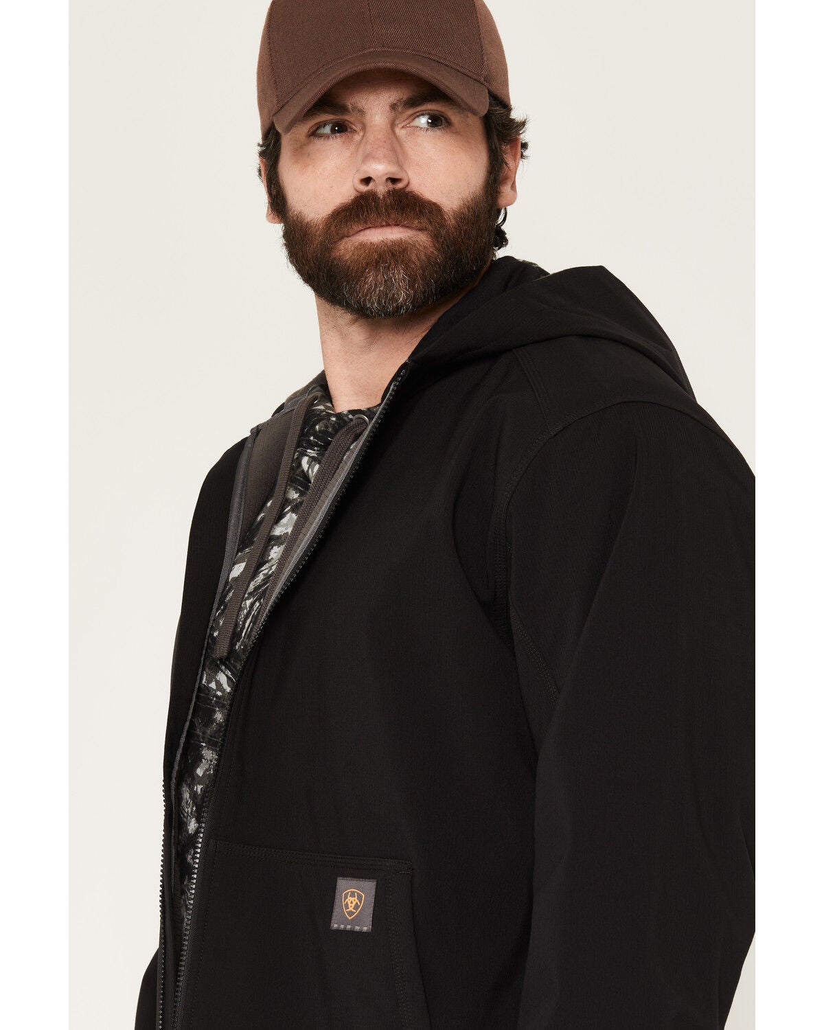 Image #2 - Ariat Men's Rebar Utility Hooded Softshell Work Jacket, Black, hi-res