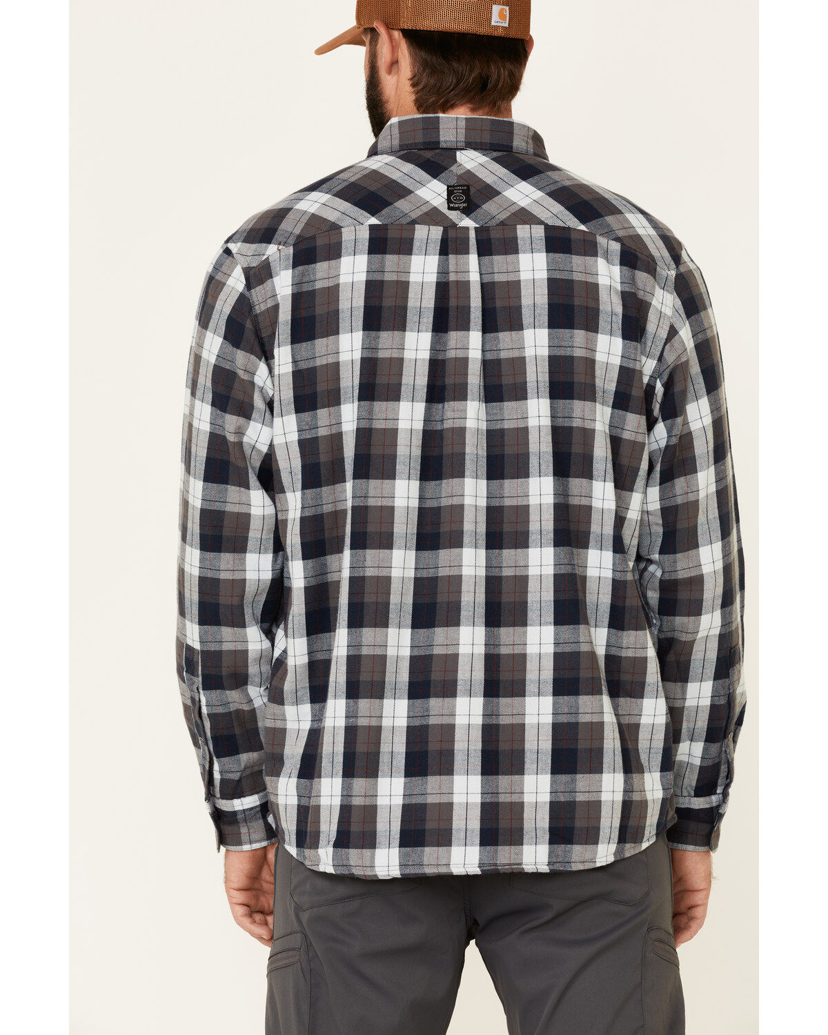 Image #4 - ATG by Wrangler Men's All Terrain Cabernet Plaid Long Sleeve Western Flannel Shirt, Red, hi-res