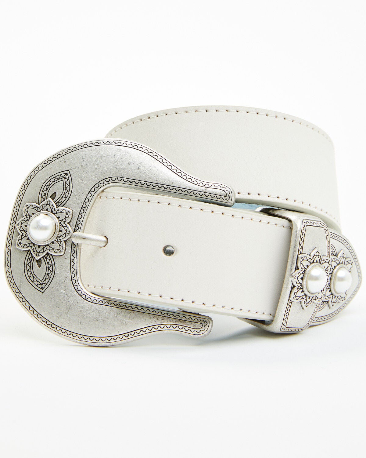 Shyanne Women's Pearl Bridal Belt, White, hi-res