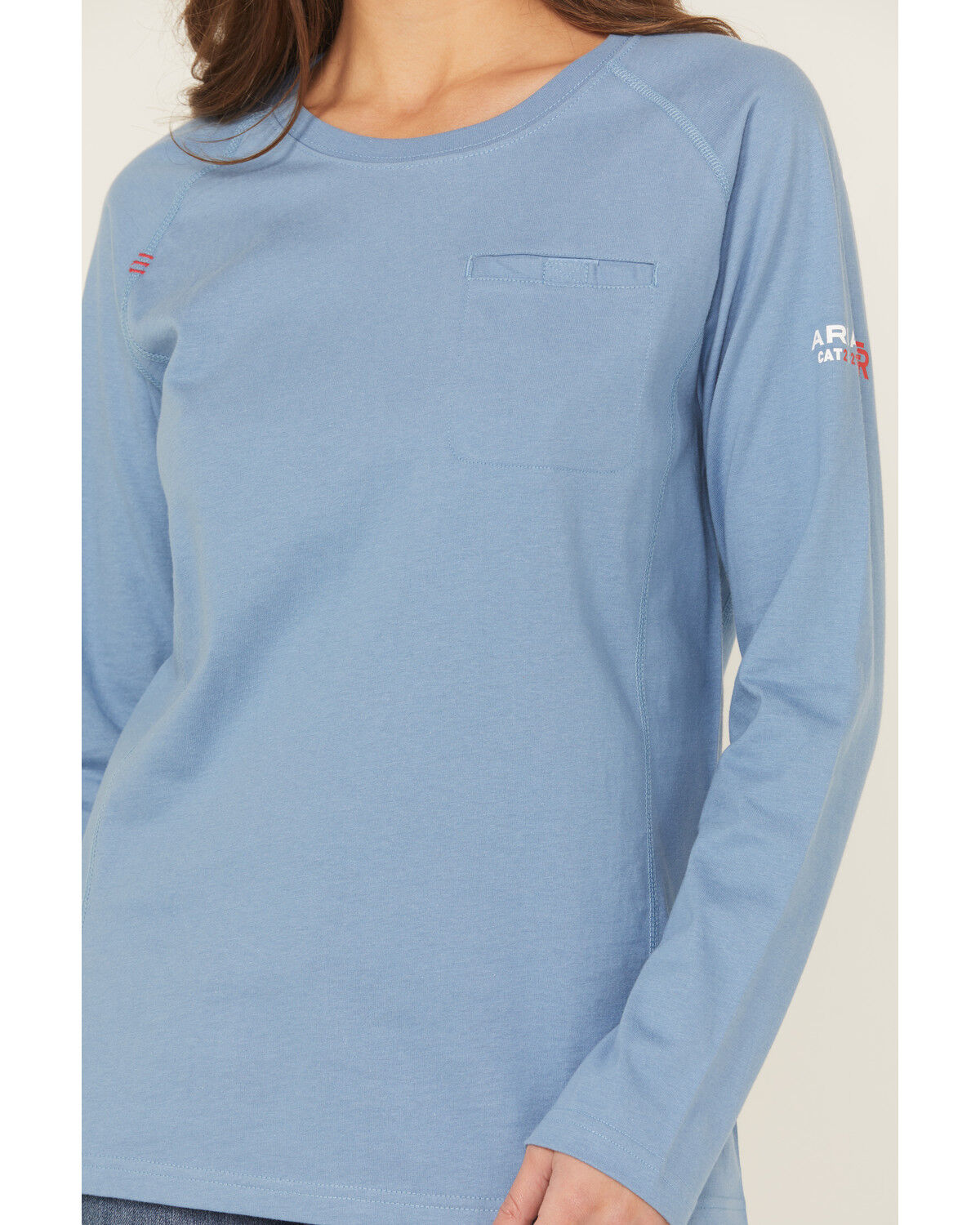 Image #3 - Ariat Women's FR Air Crew Long Sleeve Work Tee, Blue, hi-res