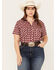 Roper Women's Plaid Print Short Sleeve Snap Western Shirt - Plus, Red, hi-res