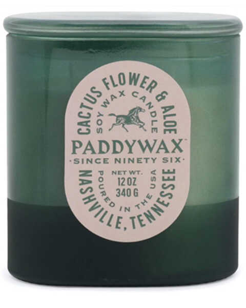 Paddywax Vista 12oz Cactus Blossom Green Glass Candle, No Color, hi-res
