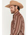 Image #2 - Ely Walker Men's Stripe Print Long Sleeve Snap Western Shirt, Burgundy, hi-res