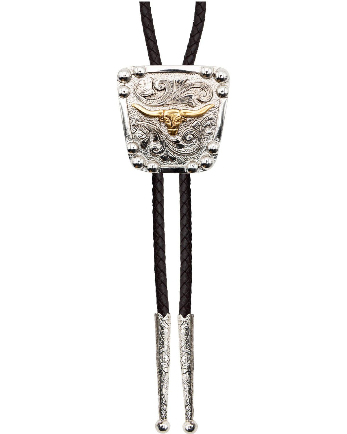 Image #1 - Cody James Men's Longhorn Bolo Tie, Silver, hi-res
