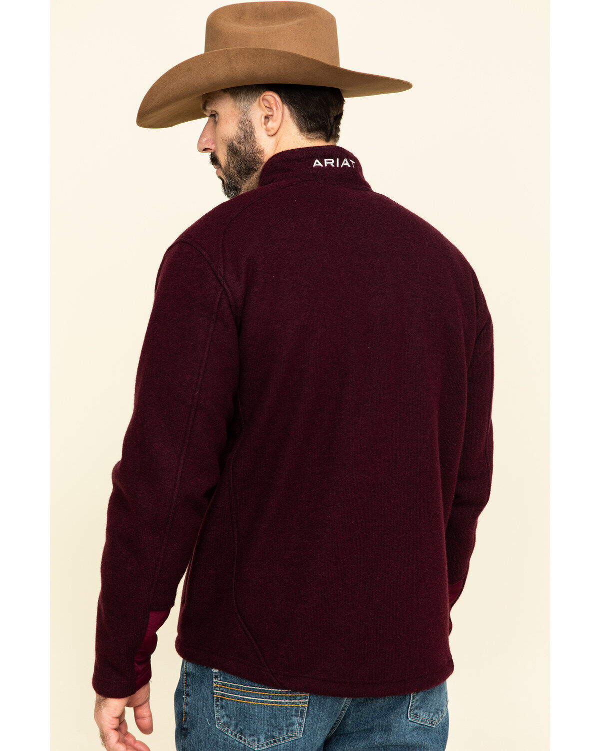 Image #2 - Ariat Men's Malbec Heather Bowdrie Bonded Full Zip Front Jacket, Wine, hi-res