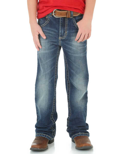 Image #3 - Wrangler Boy's 20X Vintage No. 42 Boot Cut Jeans, Blue, hi-res