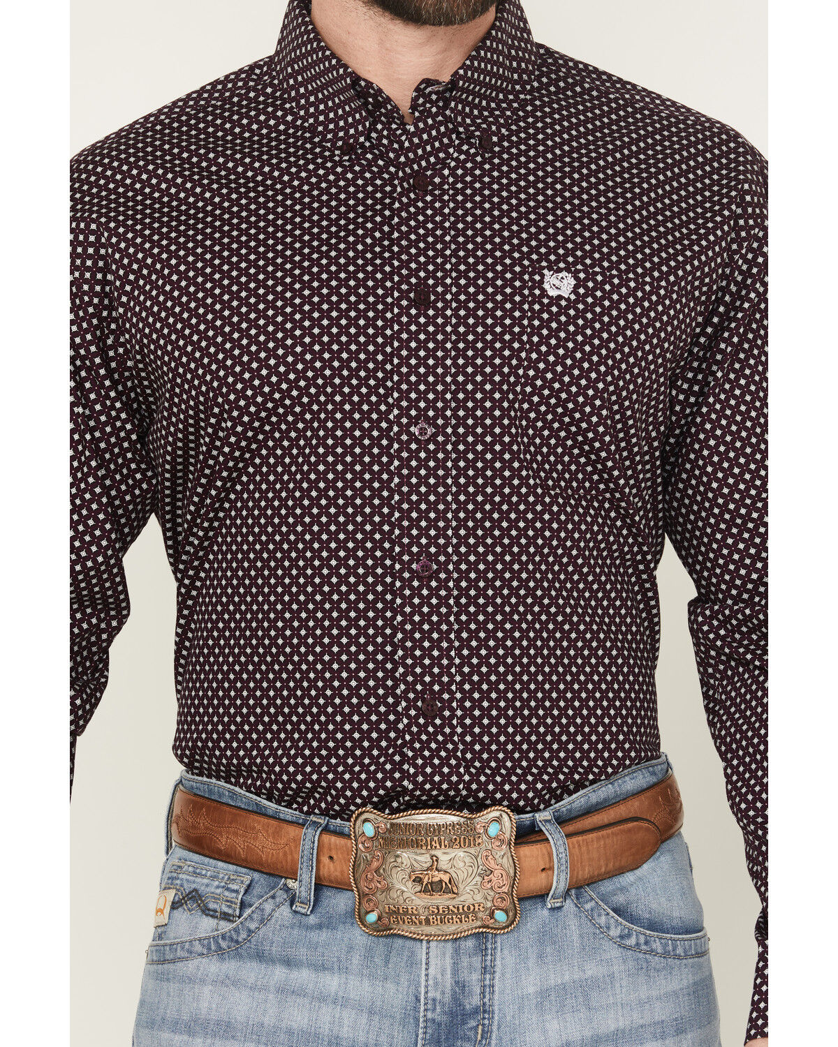 Image #3 - Cinch Men's Geo Print Long Sleeve Button-Down Western Shirt, Purple, hi-res
