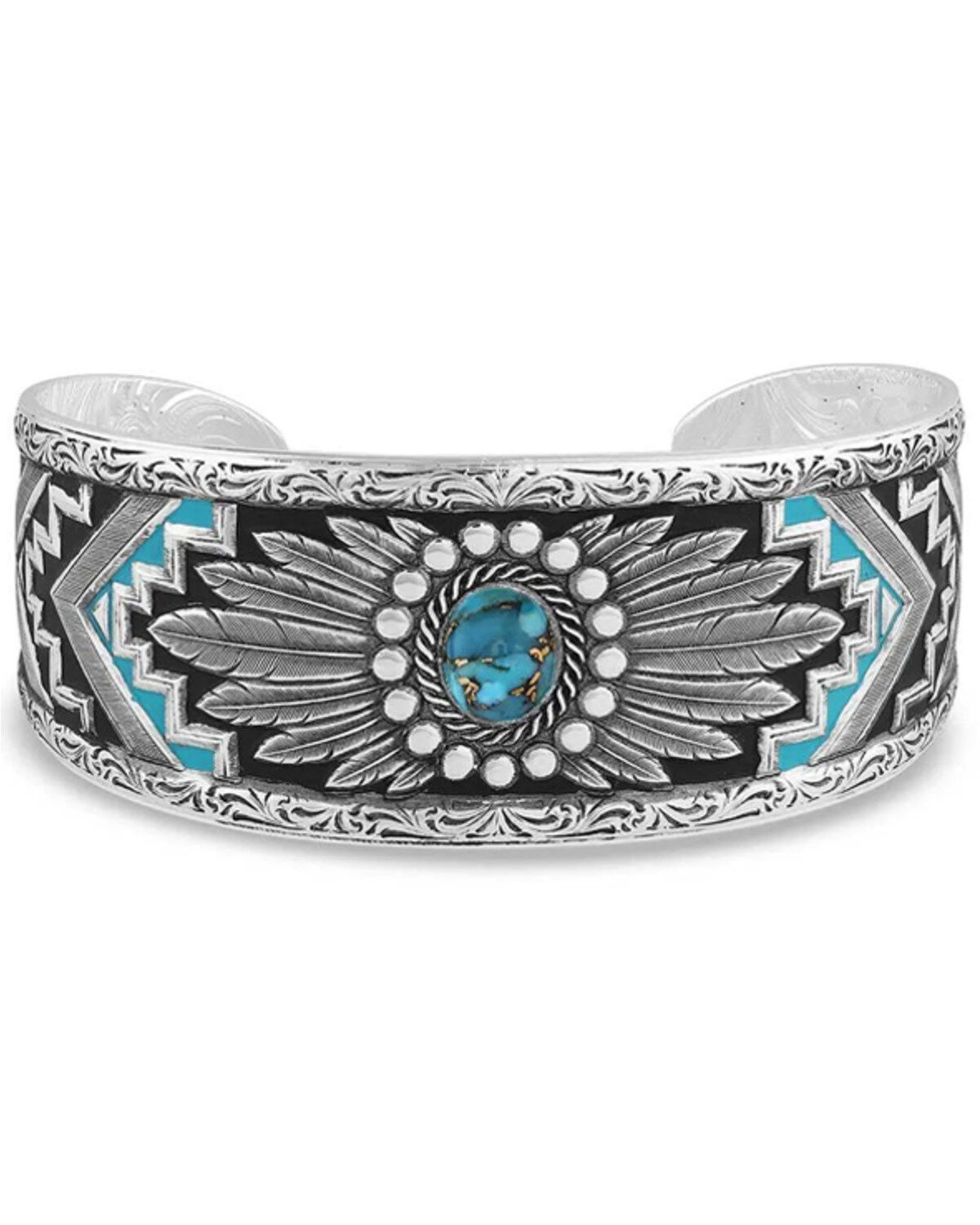 Image #2 - Montana Silversmiths Women's Blue Spring Turquoise Cuff Bracelet, Silver, hi-res