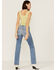 Ceros Women's Light Wash Distressed Straight Jeans, Blue, hi-res