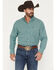 Image #1 - Ariat Men's Pro Series Brooks Plaid Print Long Sleeve Button-Down Stretch Western Shirt, Aqua, hi-res