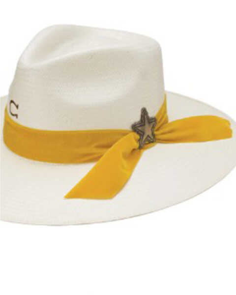 Charlie 1 Horse Women's Natural Long Star Love Western Straw Hat , Natural, hi-res