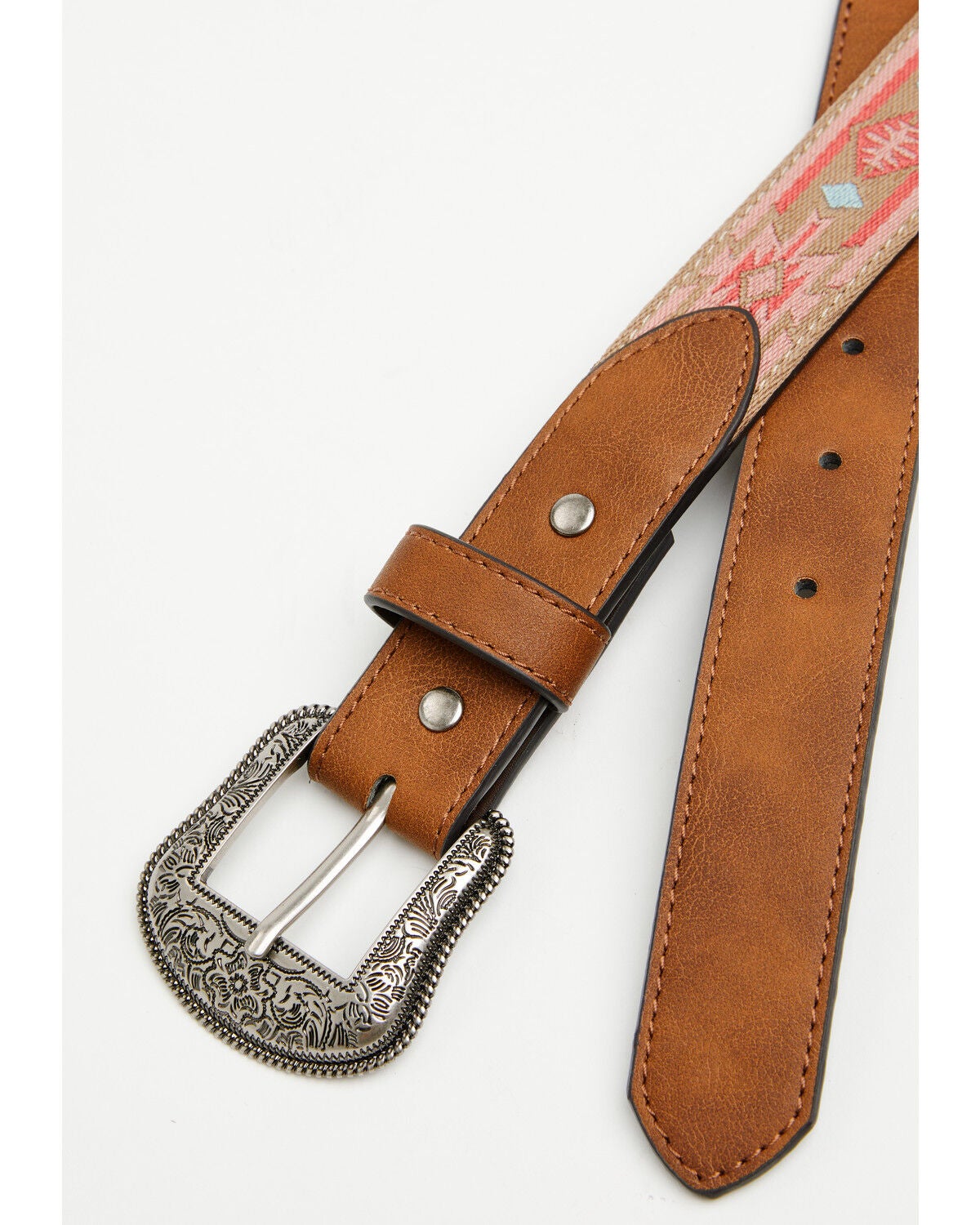 Image #2 - Shyanne Women's Mylee Southwestern Embroidered Belt, Dark Pink, hi-res
