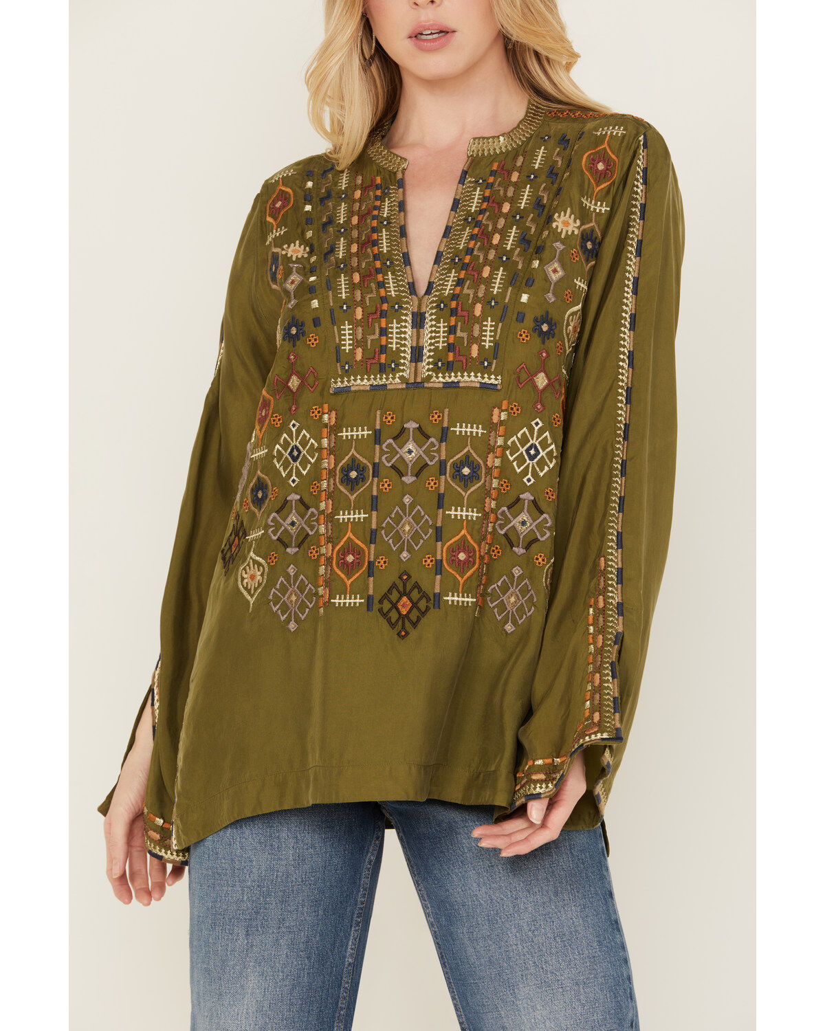 Image #3 - Johnny Was Women's Embroidered Long Sleeve Shirt, Green, hi-res