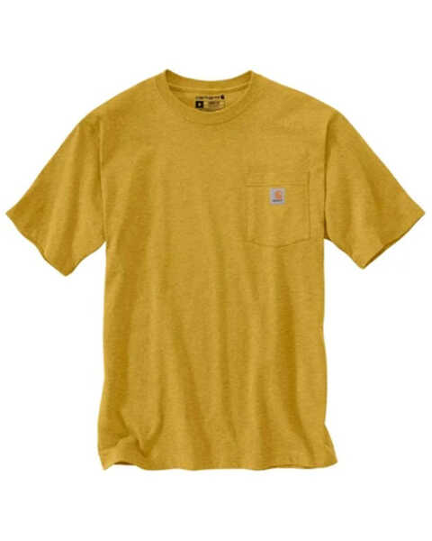 Image #1 - Carhartt Men's Loose Fit Heavyweight Logo Pocket Work T-Shirt, Yellow, hi-res