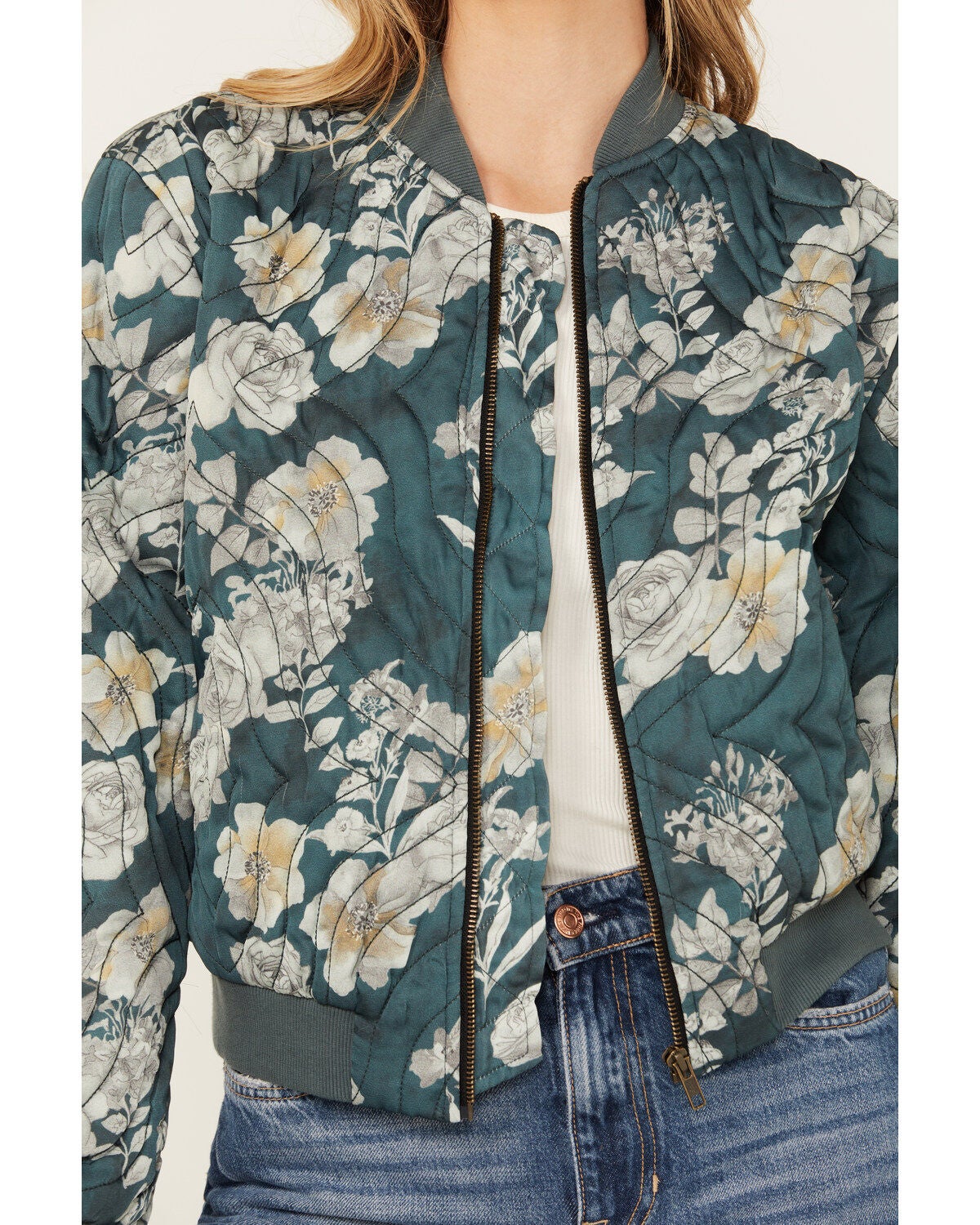 Image #3 - Revel Women's Floral Print Quilted Bomber Jacket, , hi-res
