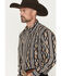 Image #2 - Wrangler Men's Checotah Southwestern Print Long Sleeve Snap Western Shirt - Tall, Black, hi-res