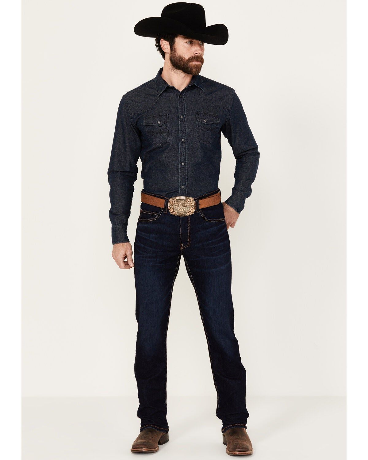 Justin Men's 1879 Dark Wash Modern Slim Stretch Denim Jeans, Dark Wash, hi-res