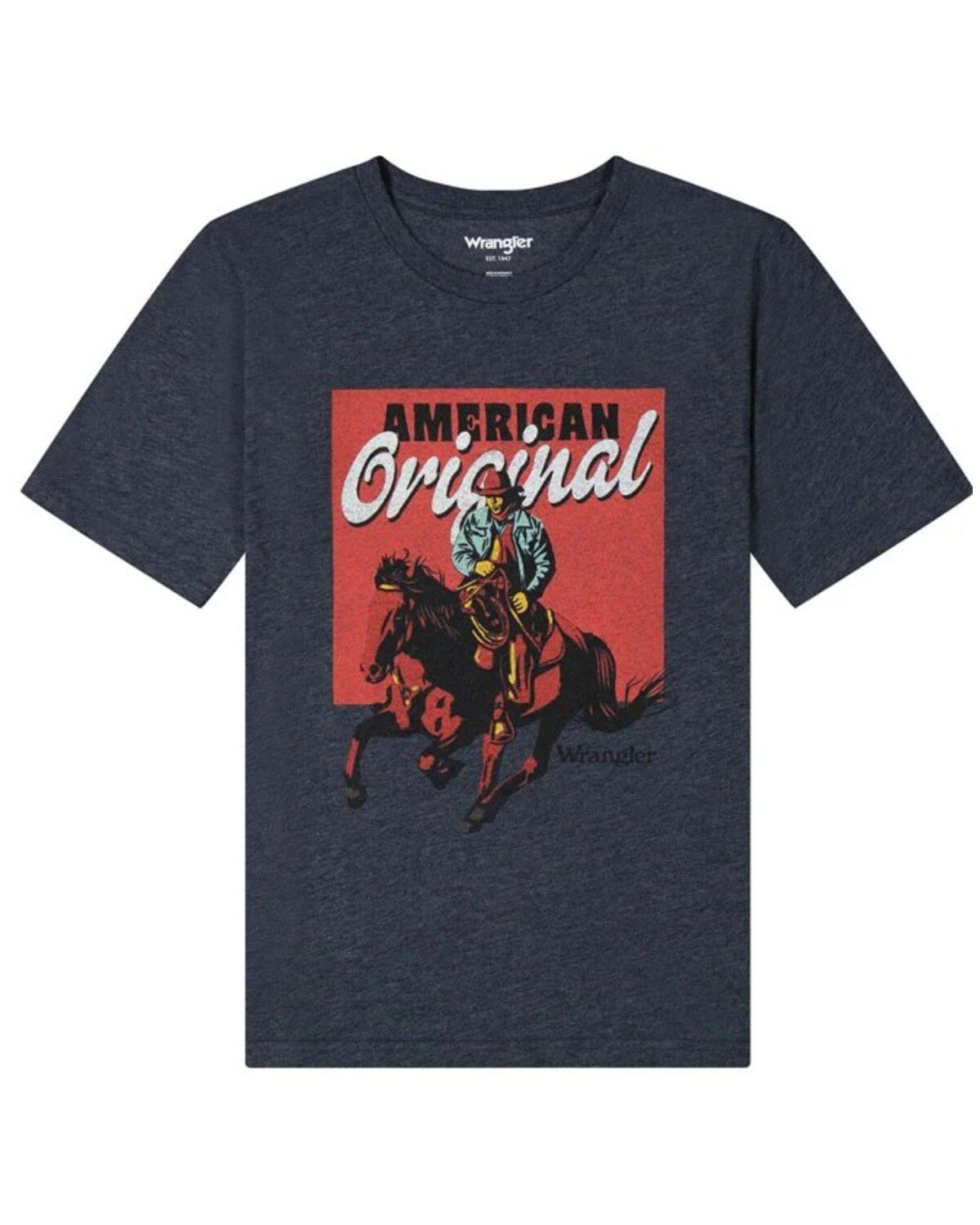 Image #1 - Wrangler Boys' American Original Short Sleeve Graphic T-Shirt, Heather Grey, hi-res