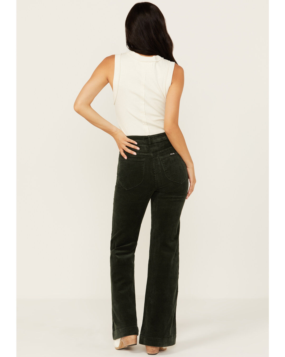 Image #3 - Rolla's Women's High Rise Eastcoast Corduroy Stretch Flare Jeans, Dark Green, hi-res