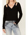 Image #2 - Miss Me Women's Boot Barn Exclusive Solid Long Sleeve Knit Top, Black, hi-res