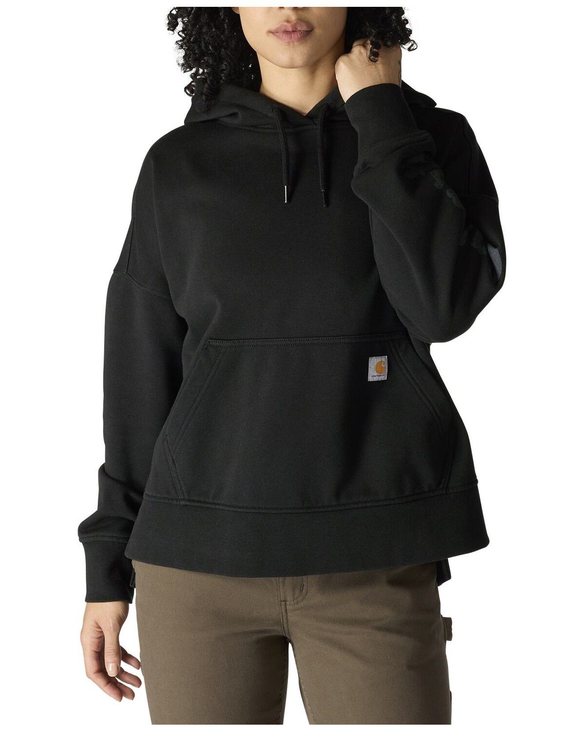 Image #1 - Carhartt Women's Oversized Fit Midweight Heart Graphic Hoodie, Black, hi-res