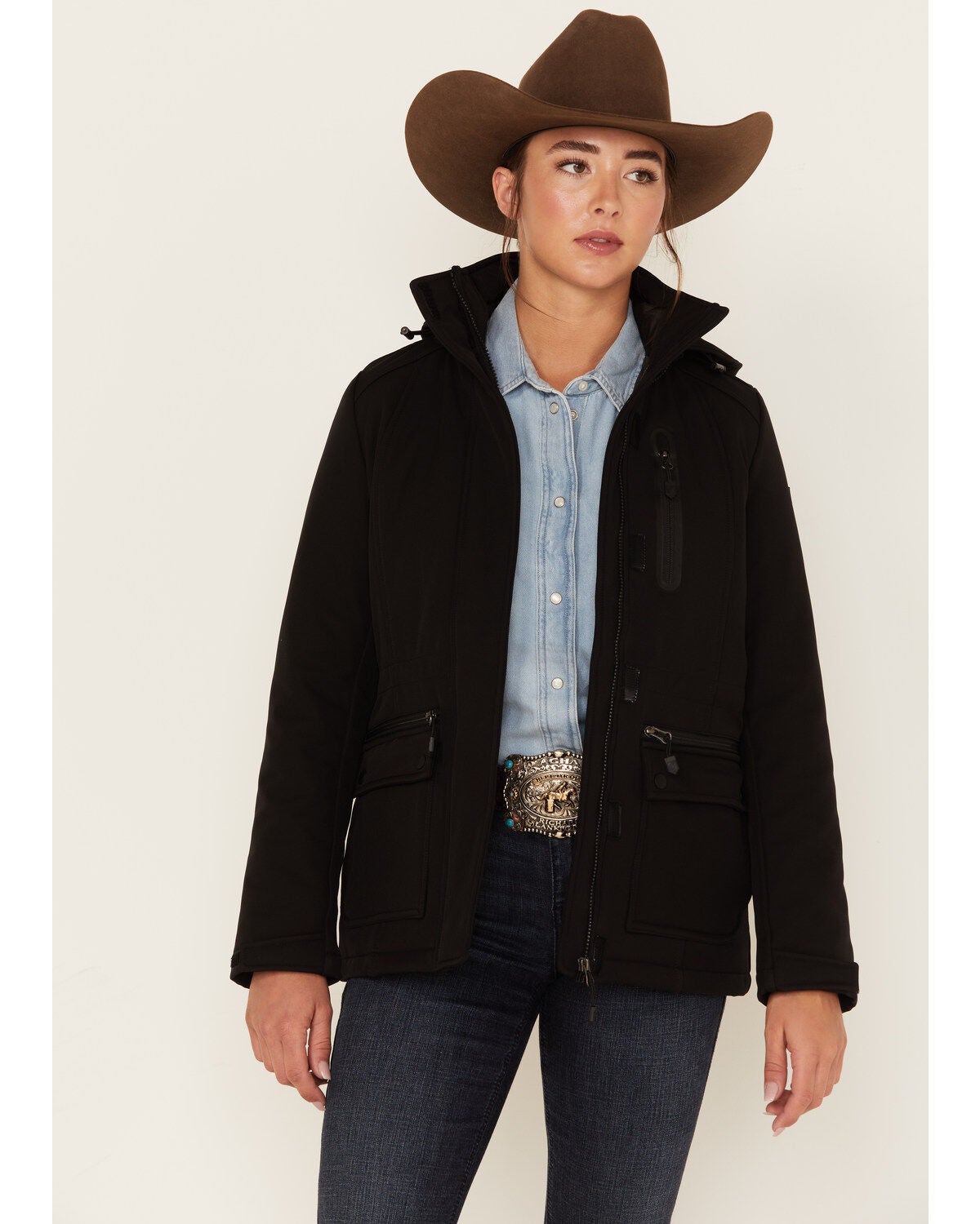 RANK 45&reg; Women's 3-in-1 Softshell Coat, Black, hi-res