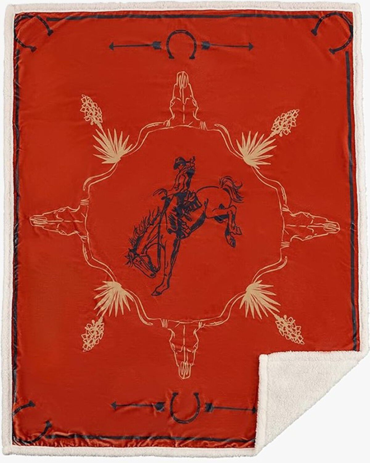 HiEnd Accents Marfa Campfire Sherpa Throw, Red, hi-res