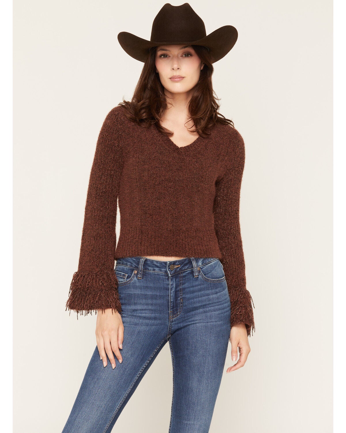 Image #1 - Shyanne Women's Fringe Sweater, Cognac, hi-res