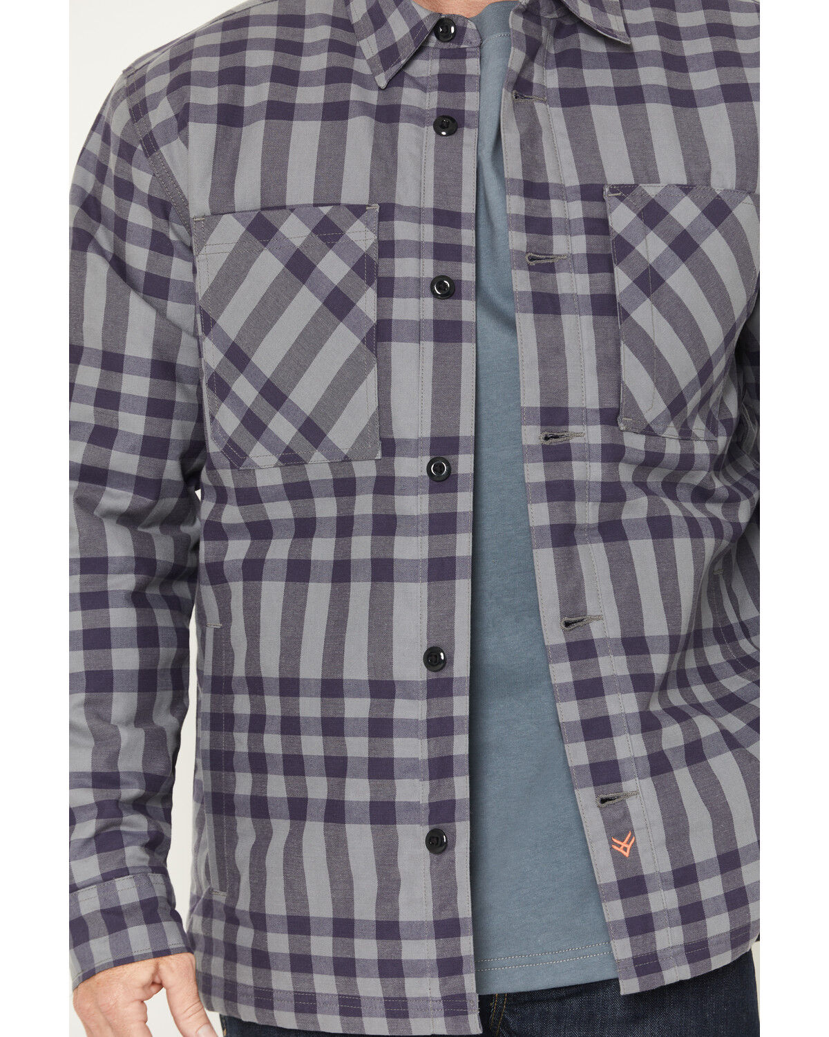 Image #3 - Hawx Men's FR Fulton Plaid Print Button-Down Work Shirt Jacket, Medium Grey, hi-res
