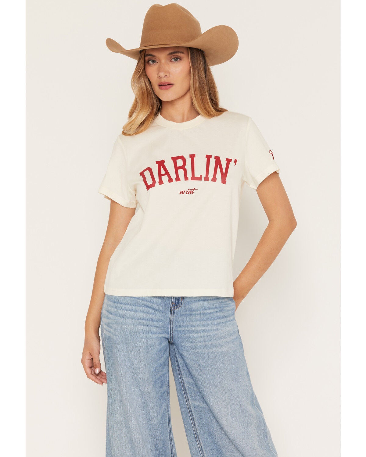 Ariat Women's Collegiate Darlin' Short Sleeve Graphic Tee, White, hi-res