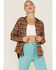 Levi's Women's Henri Flannel Emily Plaid Glazed Ginger Shirt, Orange, hi-res