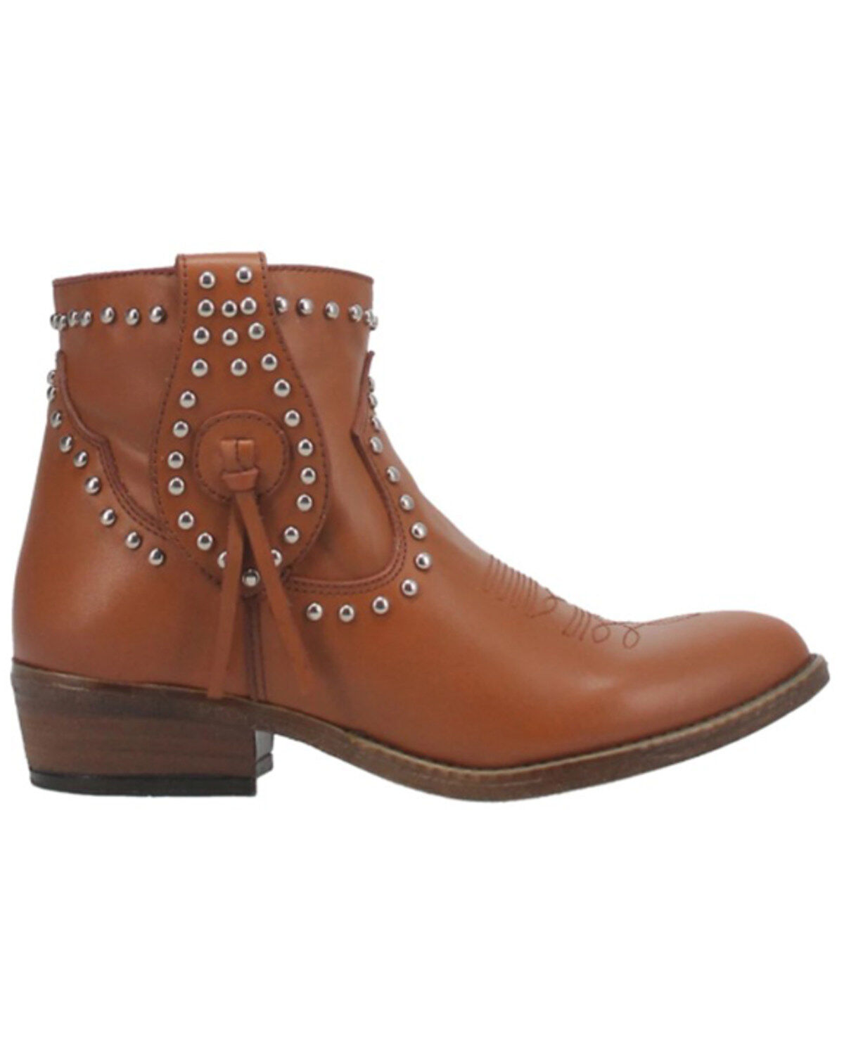 Image #2 - Dingo Women's Destry Studded Fringe Western Fashion Booties - Round Toe, Camel, hi-res