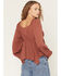 Image #4 - Wild Moss Women's Solid Long Sleeve Hanky Hem Top, Rust Copper, hi-res