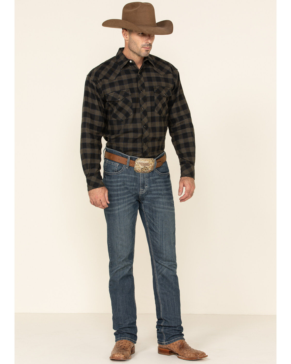 Image #2 - Resistol Men's Black Percy Priest Plaid Long Sleeve Western Shirt, Black, hi-res