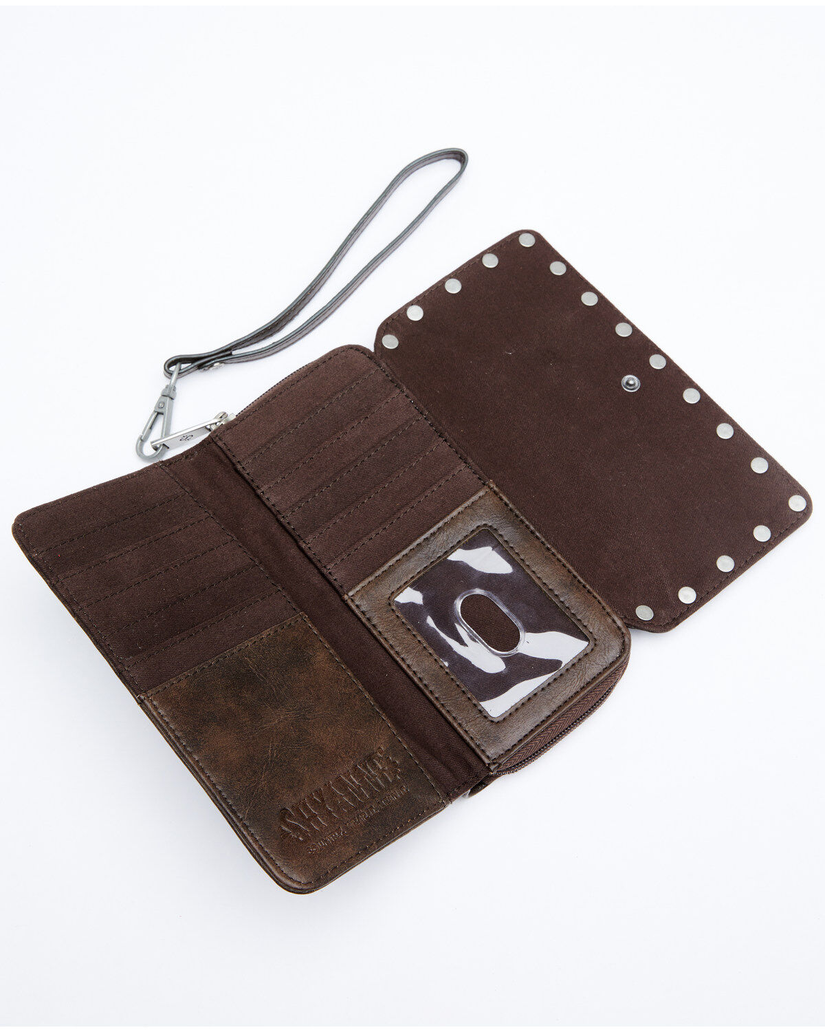 Image #3 - Shyanne Women's Cassidy Turquoise Tooled Wristlet Wallet, Chocolate/turquoise, hi-res