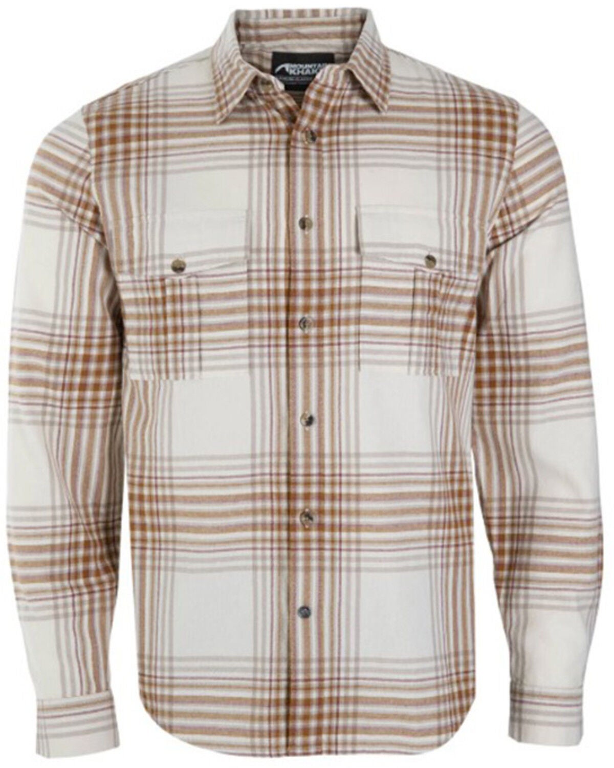 Mountain Khakis Men's Noda Plaid Print Long Sleeve Button-Down Flannel Shirt, Cream, hi-res