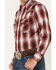 Ely Walker Men's Plaid Print Long Sleeve Snap Western Shirt, Burgundy, hi-res