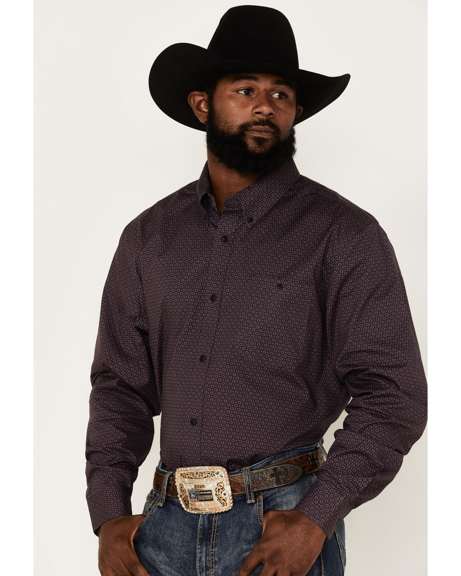 Product Name: RANK 45® Men's Geo Print Long Sleeve Button-Down Stretch  Western Shirt