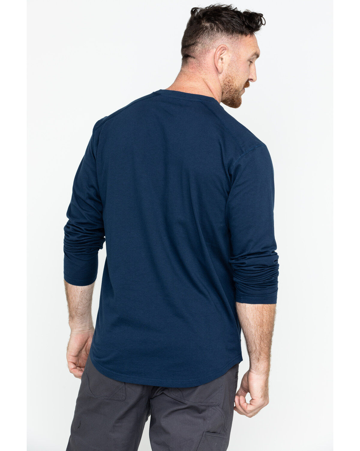 Image #2 - Hawx Men's Navy Logo Crew Long Sleeve Work T-Shirt - Big, Navy, hi-res