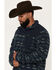 Image #2 - Wrangler Men's Southwestern Striped Print Fleece Jacket, Navy, hi-res