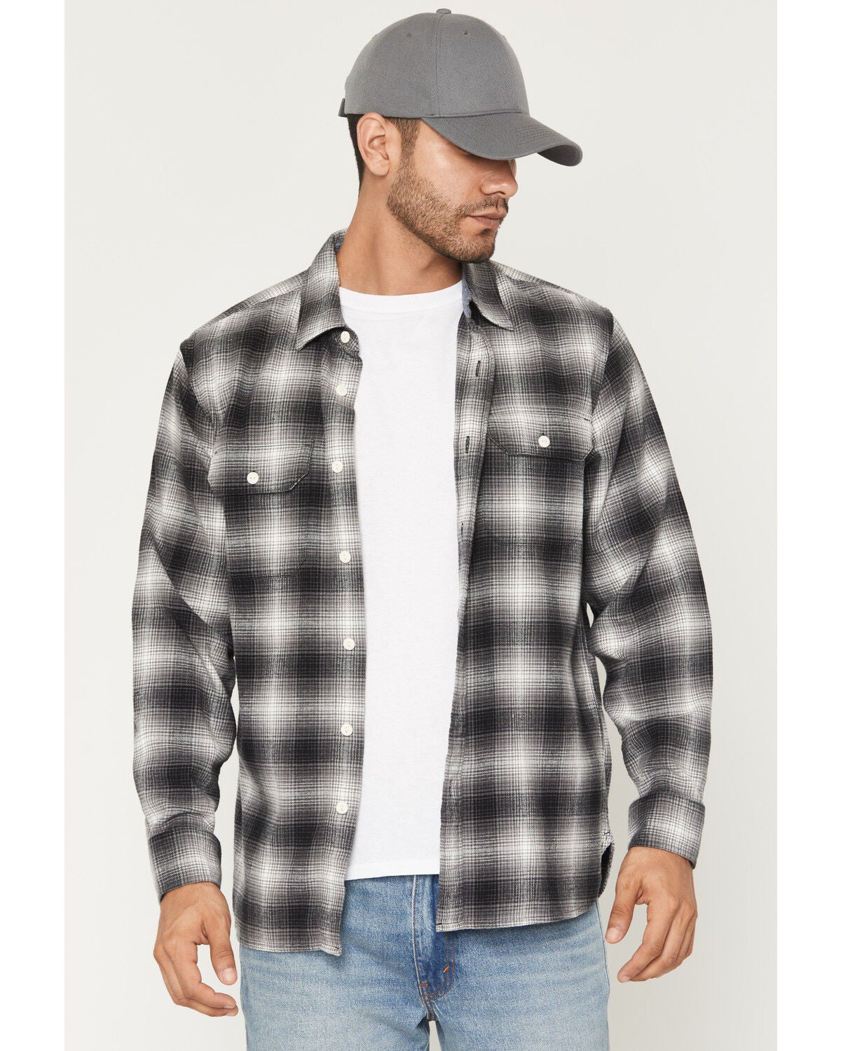 Levi's Men's Scottie Plaid Print Long Sleeve Button-Down Flannel Shirt, Charcoal, hi-res