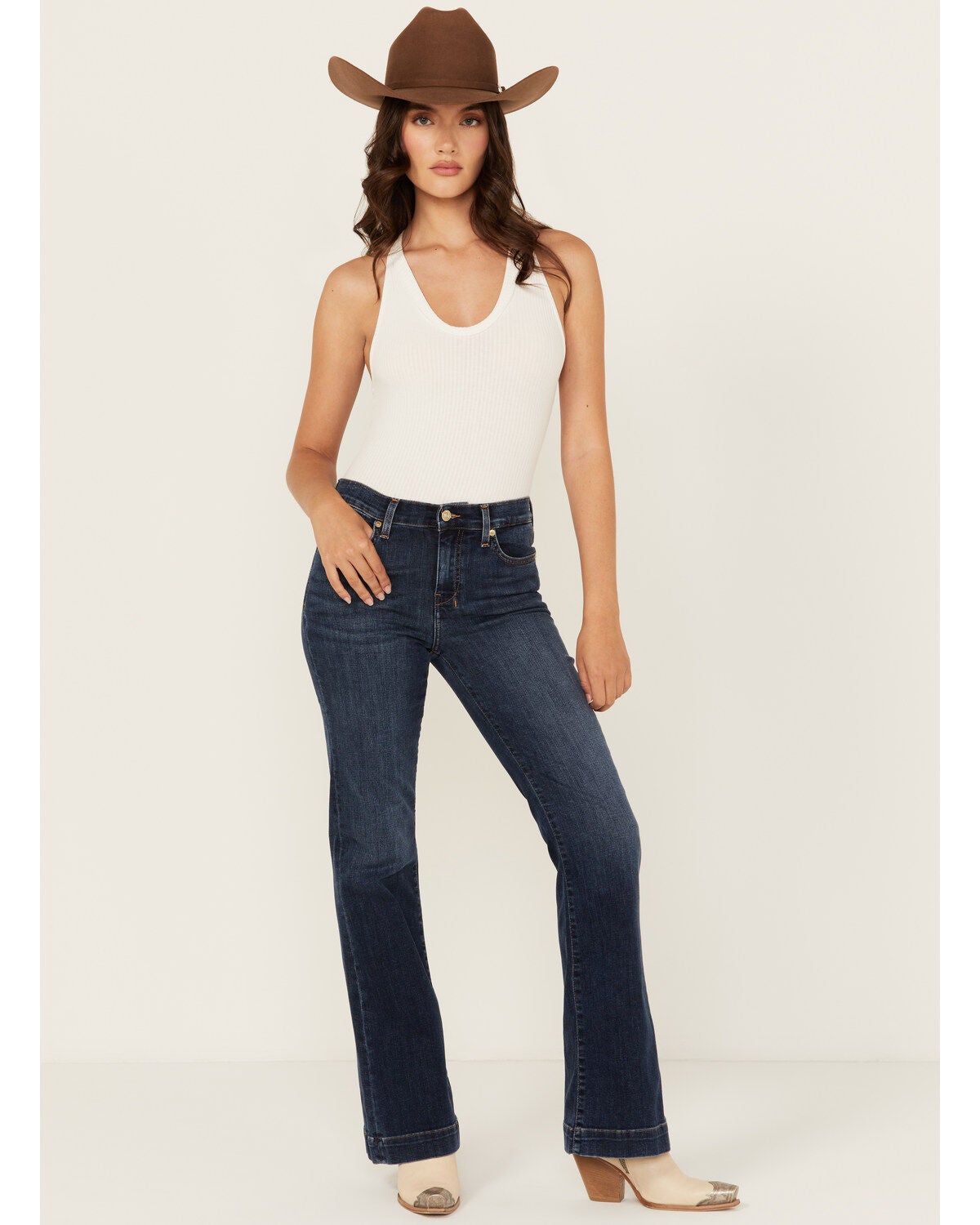 Image #3 - 7 For All Mankind Women's High Wave Dark Wash Mid Rise Tailorless Dojo Trouser Stretch Denim Jeans, , hi-res