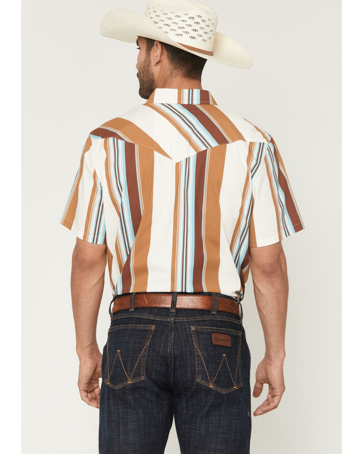 Image #4 - Gibson Trading Co Men's Retro Stripes Short Sleeve Snap Western Shirt, Rust Copper, hi-res